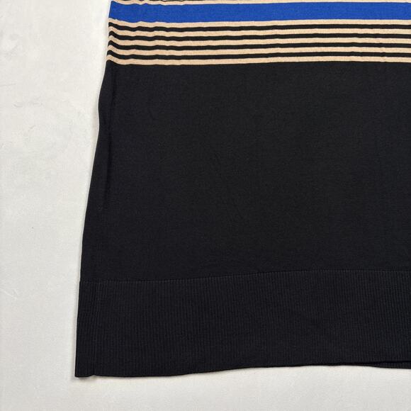 Akris Punto Sleeveless Tunic Top Size 12 100% Wool Knit Black Striped Colorblock - Picture 4 of 15